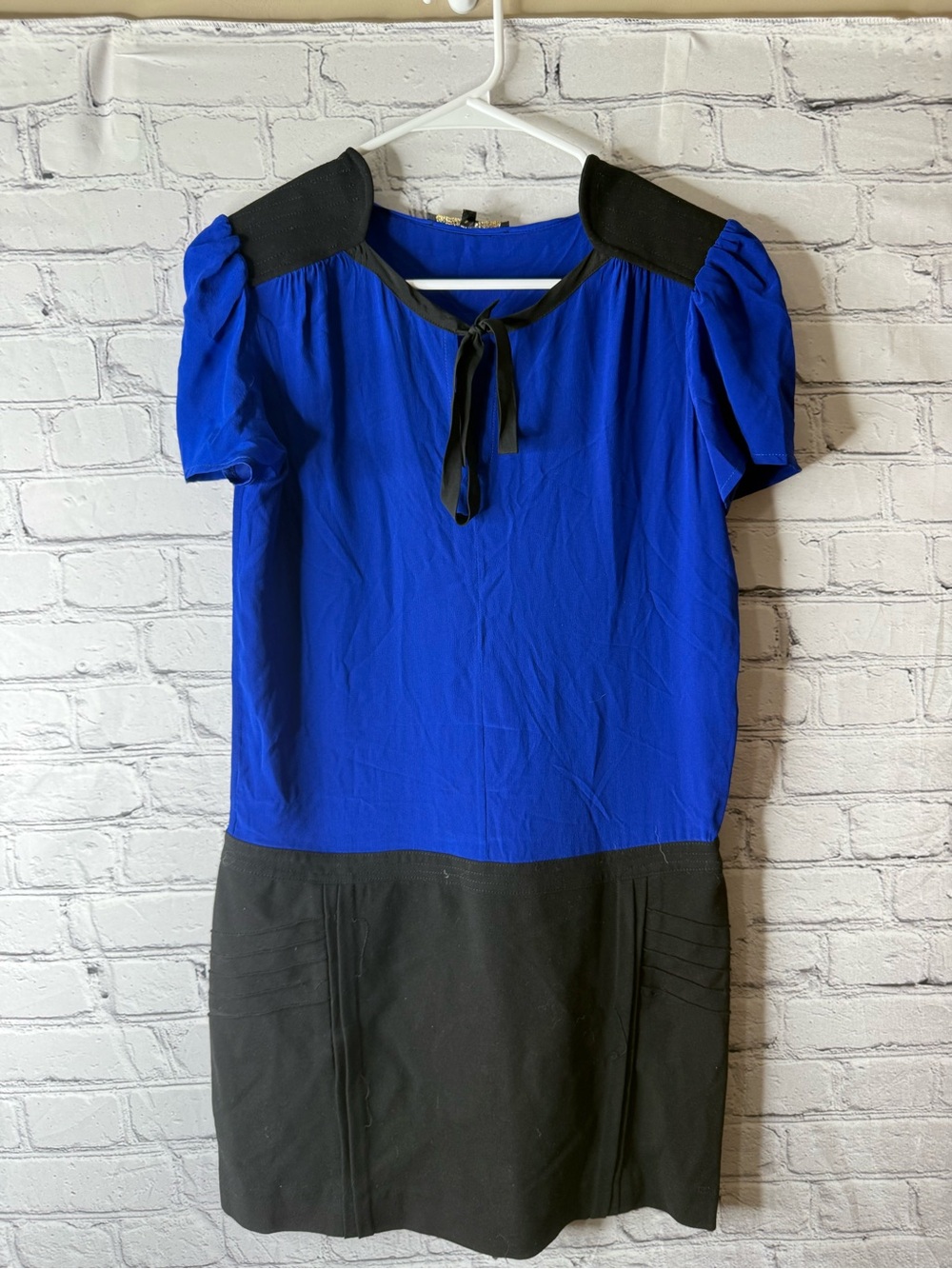 Vintage mage Blue and Black Short Sleeve Shift Dress size 1